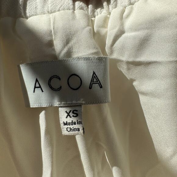 Acoa Off White Elastic Waist Pocketed Lined Flowy Pant XS - Picture 10 of 16